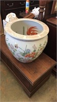 Large Porcelain Planter with Fish Image