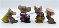 Lot of (4) Ceramic Fraidy Mouse Figurines