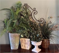(4) Assorted Faux Decorative Plants