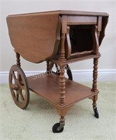 Tea Cart with Fold Down Sides & Caster Wheels