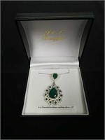 BEAUTIFUL 8 CT EMERALD NECKLACE STERLING SILVER