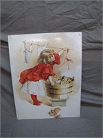 Little Girl Washing Toys Metal Wall Sign