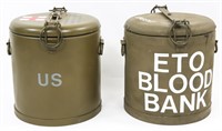 WWII US ARMY ETO BLOOD BANK COOLER LOT OF 2