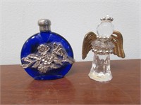 Glass Perfume Bottle and Glass Angel