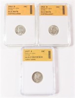 SGS SILVER DIME LOT ROOSEVELTS & MERCURY DIMES