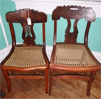 (2) antique cane bottom chairs: boot jack