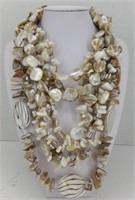 15" Multi-strand white & brown beaded necklace