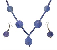 (2) LAPIS LAZULI BEADED NECKLACE & EARRINGS