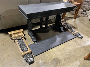 Sofa table and sconces with shelf