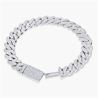 14K WHITE GOLD 10.00CT DIAMOND CUBAN BRACELENT