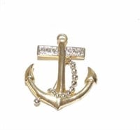 Two-Tone Metal Nautical Ship Anchor Brooch Pin