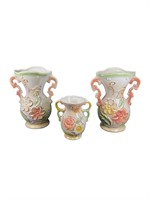 3- Vintage Iridescent Vase Set
