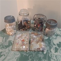 Lot of Loose Buttons in Mason Jars