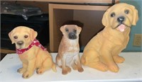 (3) Resin & Plastic Dog Figurines