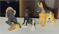 (5) Miniature Dog Figurines:  Hagen-Renaker Lab,