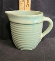 Teal USA Ribbed Pottery Pitcher/Creamer