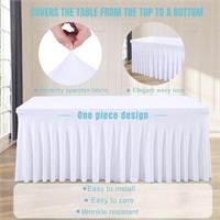 6 Packs White Table Clothes for 8 Foot Rectangle T