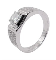 925S 1.0ct Moissanite Diamond Mens Ring