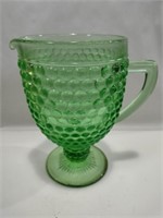 Hobnail green depression glass pitcher
