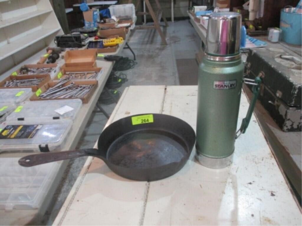 Tin skillet and Stanley thermos