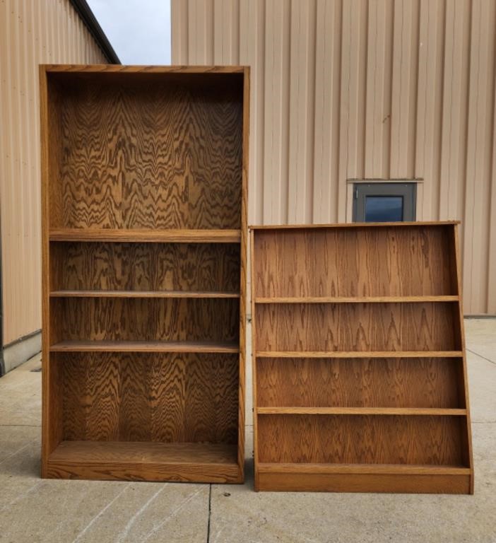 (2) Oak Plywood Bookcases