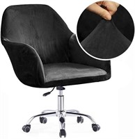 Black Velvet Swivel Office Chair Slipcover  1pc
