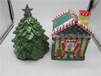 MCCOY CHRISTMAS TREE COOKIE JAR & HOUSE CLEAN