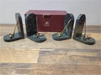 2 sets of Marble Golf Club Bookends.
