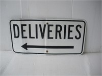 "Deliveries" Aluminum Sign  24x12 inches - bent