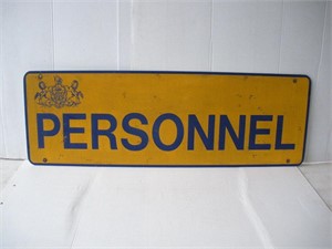 "Personnel"  Aluminum Sign  48x16 inches