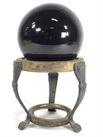 6" Obsidian Sphere w/ Metal Lion Tripod Stand
