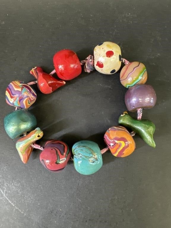 Colorful Painted Wooden Beaded Bracelet