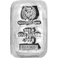 Germania Mint 100 Gram Silver Poured Bar