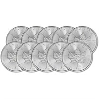 (10) Random  Canadian Silver Maple Leaf 1 oz. Rds