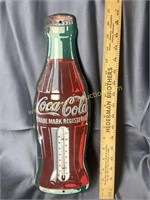 Coca-cola embossed advertising thermometer glass