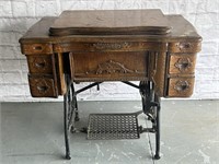 Antique Treadle Sewing Machine & Cabinet