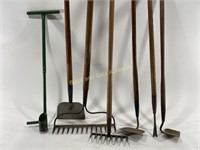 (7) Gardening Tools: Hoes, Rakes & More