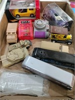 Lot of toys for army tanks cars buses