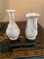 (2) Belleek vases