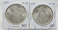 1886, ’87 Silver Dollars Unc.