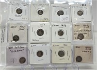 14 Seated Half Dimes (Many Culls)