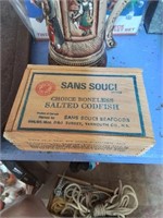 Old wooden salted codfish box