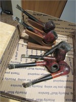 6 Vintage Wood Pipes & Pipe Holder