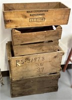 (4) Antique Crates (1 High Explosives) See Photos