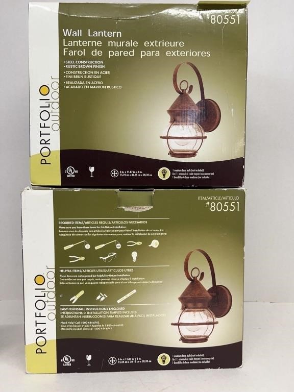 (2) Portfolio outdoor wall lanterns new inbox