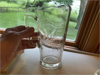 VINTAGE EMBOSSED DUCK GLASS 9 1/2" PITCHER
