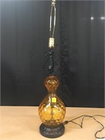 Amber Glass/Metal Lamp 23" to socket no shade