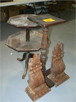 2 CARVED WOOD SHELF BRACKETS, WOODEN PLANT STAND,