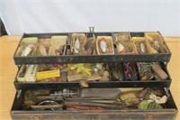 Vintage Tackle Box Full Heddon, Wood,  & More  +