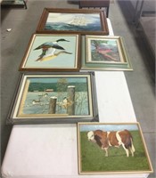 5 framed paintings-Local artist Dean Haddock